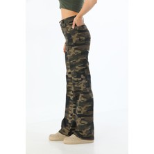 Kadın Kargo Straight Fit Yüksek Bel Geniş Paça Pantolon