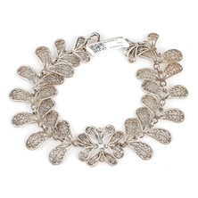 Nusret Takı 925 Ayar Gümüş Yaprak Motifli Telkari Bileklik