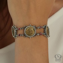 Nusret Takı 925 Ayar Gümüş ve Bronz Karışımı Paralı Antik Bizans Bileklik