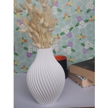 Spiral Tasarımlı Modern Beyaz 3D Vazo