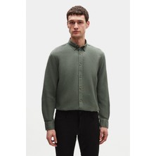 D'S Damat Ds Damat Comfort Haki Düz Gömlek 4HC02AP01265M