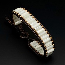 Doğal Taş Bileklik, Sedef ve Hematit Taşı Silindir Bileklik, Erkek Bileklik, Kadın Bileklik