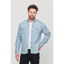 YXC Trend Maker Erkek Mint Slim Fit Dar Kalıp Pamuklu Kot Gömlek