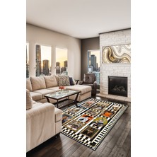 Mackenzie Modern Halı, Makinede Yıkanabilir Kaymaz Taban, Ince Salon Halısı, Mutfak Halısı ve Yolluk