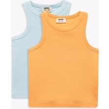 Koton Pamuklu Bisiklet Yaka Fitilli 2'li Atlet Seti