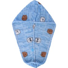 We Bare Bears Lisanslı Baskılı Saç Havlusu - Mavi