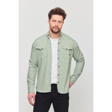 YXC Trend Maker Erkek Mint Slim Fit Dar Kalıp Pamuklu Kot Gömlek