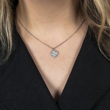 Nur Silver Taşlı Yonca Çelik Kolye NUR-CL00243