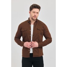 YXC Trend Maker Erkek Mint Slim Fit Dar Kalıp Pamuklu Kot Gömlek