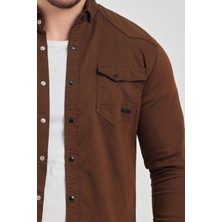 YXC Trend Maker Erkek Mint Slim Fit Dar Kalıp Pamuklu Kot Gömlek