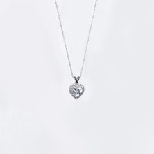 Nur Silver Taşlı Kalp Çelik Kolye NUR-CL00411