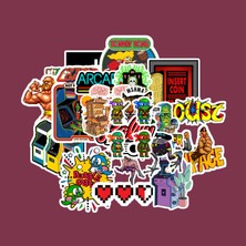 Arcade (Retro Oyun) Sticker Paketi -Bullet Journal - Ajanda - Planner - Defter - Laptop Etiket Çıkartma Çok Renkli 10 x 15 Paket Boyutu 3 x 5 cm  Stickerlar Paket Içeriği 25 Adet Dadi Ramba
