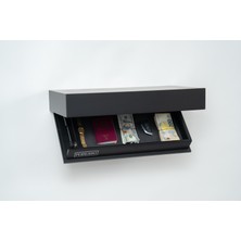 PERLUSSO/RACK60-Siyah-Rfid Kartlı Gizli Bölmeli Lake Duvar Rafı