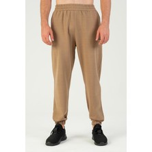 Maraton Oversize Erkek  Lastik Paça Açık Vizon Eşofman Altı