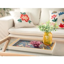 Std Flowertopia Dekoratif Tepsi 31X46 cm Lacivert Klasik