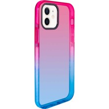 iPhone 12 Kılıf Iksp Renkli Punto Kapak-Pembe-Mavi