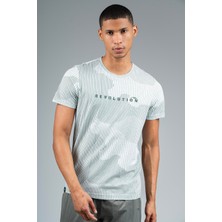 Maraton Regular Erkek Bisiklet Yaka  Açık Yeşil Melanj- T-shirt