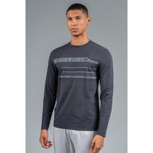 Maraton Regular Erkek Bisiklet Yaka  Antrasit Sweatshirt