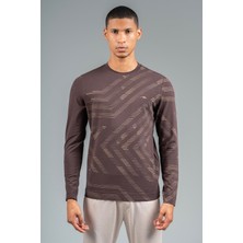Maraton Regular Erkek Bisiklet Yaka  Kahverengi Sweatshirt