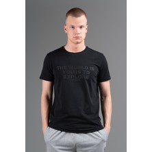 Maraton Regular Erkek Bisiklet Yaka  Siyah T-shirt