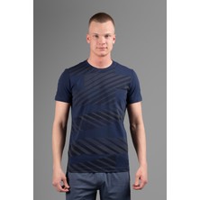 Maraton Regular Erkek Bisiklet Yaka  Açık Lacivert T-shirt