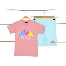 Kız Çocuk Ikili  Takım Kalp Love Baskılı