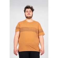 Maraton Büyük Beden Erkek Bisiklet Yaka  Karamel T-shirt