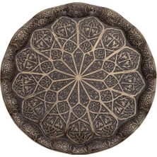 Yuvarlak Dalgalı Büyük Tepsi Antik Sarı