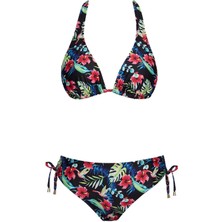 Sailor Moda Kalın Askılı Üçgen Bikini Takım Çiçek Desenli %80 Polyamide Kadın Plaj Modası