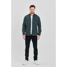 YXC Trend Maker Erkek Mint Slim Fit Dar Kalıp Pamuklu Kot Gömlek