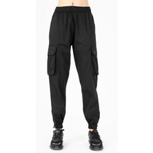 Maraton Comfort Kadın  Dönüşlü Lastik Paça Siyah- Pantolon