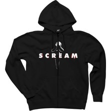 Scream 5 Siyah Fermuarlı Kapşonlu Sweatshirt