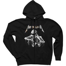 Metallica Mummy Siyah Fermuarlı Kapşonlu Sweatshirt