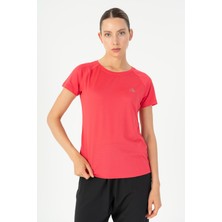Maraton SlimFit Kadın Bisiklet Yaka  Mercan T-shirt