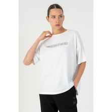 Maraton Comfort Kadın Bisiklet Yaka  Beyaz- T-shirt