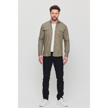 YXC Trend Maker Erkek Mint Slim Fit Dar Kalıp Pamuklu Kot Gömlek