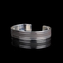 925 Ayar Gümüş Erkek Kelepçe Bileklik Hasır Modeli