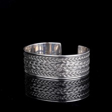 925 Ayar Gümüş Örgü Model Erkek Kelepçe Bileklik Modeli