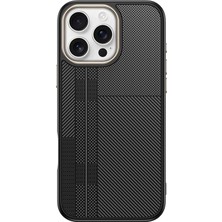 Apple iPhone 16 Pro Max Uyumlu Kılıf Magsafe Şarj Özellikli Karbon Fiber Görünümlü Antina Kapak