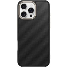 Apple iPhone 16 Pro Max Uyumlu Kılıf Magsafe Şarj Özellikli Karbon Fiber Görünümlü Antina Kapak