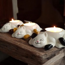 4 Adet Kedi Şeklinde Yumurtalık - Mumluk