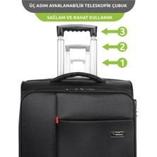 Carry-On Hostes Pilot Kabin Boy 15-17 Inc Uyumlu Laptop Bölmeli Kumaş Valiz