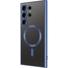 Galaxy S24 Ultra Kılıf Kamera Korumalı Magsafe Wireless Şarj Özellikli Iksp Demre Kapak-Lacivert