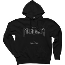 Z zepplin Manowar The Kingdom Of Steel Siyah Fermuarlı Kapşonlu Sweatshirt