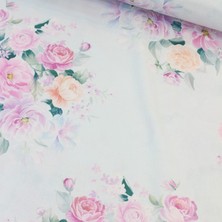 Pembe Somon Gül Demeti Dijital Baskı Nevresimlik Poplin Kumaş
