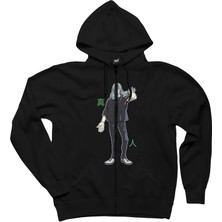 Z zepplin Jajutsu Kaisen Mahito Siyah Fermuarlı Kapşonlu Sweatshirt