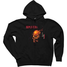 Z zepplin Sepultura Beneath The Remains Siyah Fermuarlı Kapşonlu Sweatshirt