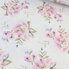 Pembe Tropikal Çiçek Dijital Baskı Nevresimlik Poplin Kumaş