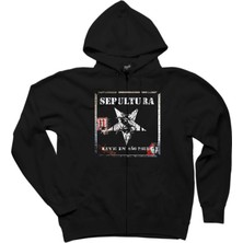 Z zepplin Sepultura Live In Sao Paulo Siyah Fermuarlı Kapşonlu Sweatshirt