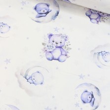Mor Ayıcık Dijital Baskı Nevresimlik Poplin Kumaş